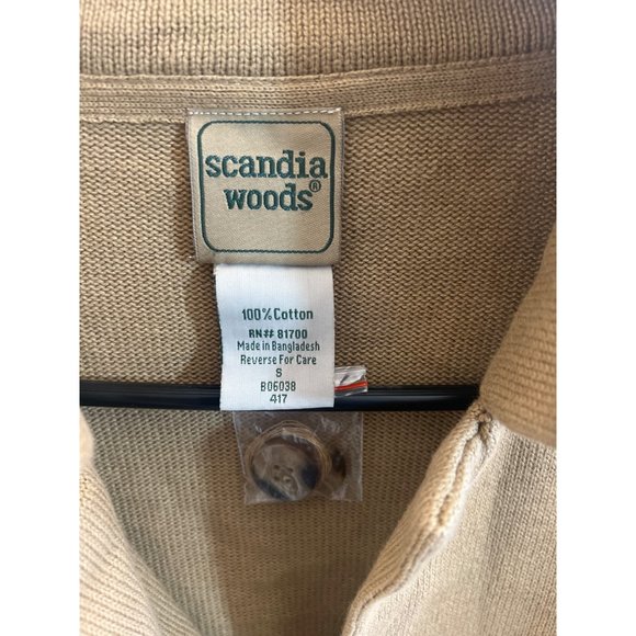 SCANDIA WOODS CAMEL BROWN COLLARED MENS CARDIGAN SWEATSHIRT SMALL - Picture 2 of 6
